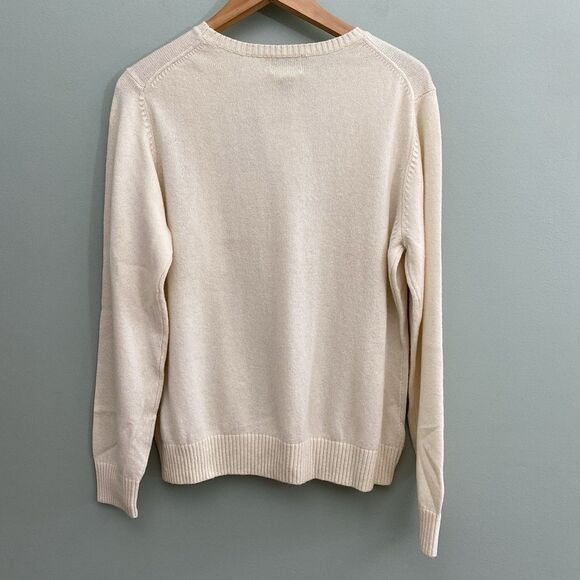 LL Bean Wool Blend Knit Sweater Ivory Cream Pullover Classic Womens Large - Picture 2 of 8